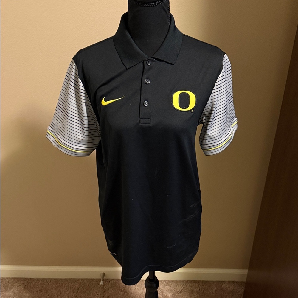 Black & Gray Nike Men's Oregon Ducks Dri-Fit Polo